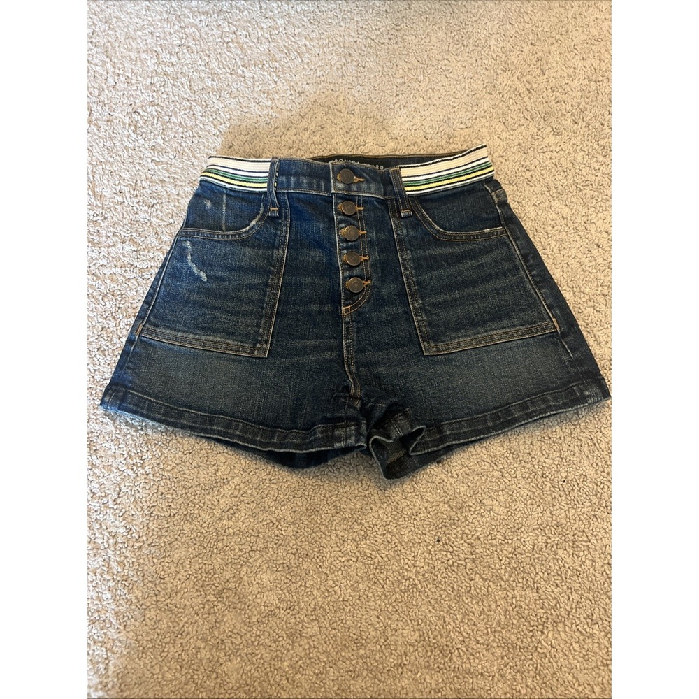 Womens Veronica Beard Zynan Stripe Waist Jean‎ Denim Shorts Size 25/0 Cargo